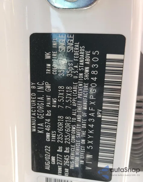 2023 Kia Sportage Sx из США, поврежденный, VIN 5XYK43AFXPG048305